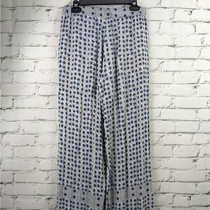 H&M loose flowy pants blue white and blue straight leg size 8